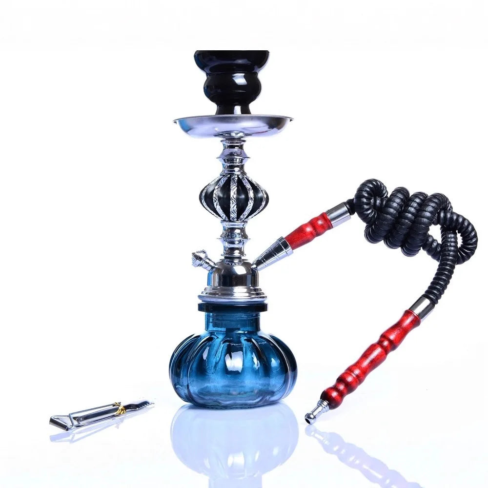 Arabian Hookah Set with Glass Base & Ceramic Bowl